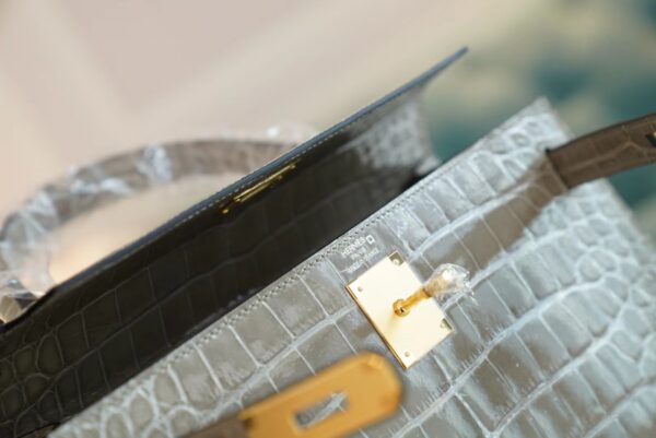 GPCMode Hermes CK81 Gris Tourterelle Shiny Aligator Crocodile Kelly28CM Gold Hardware