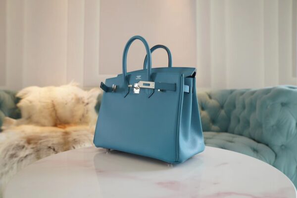 Fashion Hermes Birkin 25CM Epsom 7B Turquoise Silver Hardware