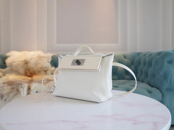 Discount Hermes Mini Kelly 24/24 01 Blanc & I2 Nata Evercolor Leather Silver Hardware