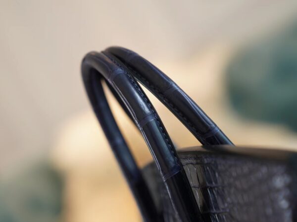 Taiwan Hermes Birkin 25CM Matte Porosus 2Z Blue Nuit Silver Hardware