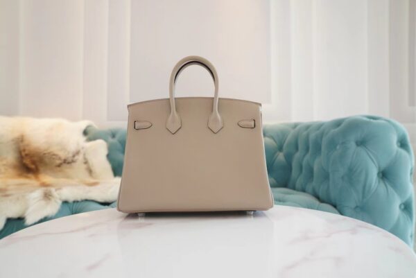 Full Handmade Hermes Birkin25CM CK81 Gris Tourterelle Togo Leather Silver Hardware