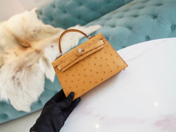 Hermes Boutique Tabac-Camel South Africa KK Ostrich Mini Kelly II 19CM