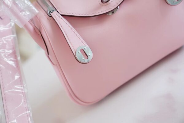 Full Handmade Hermes Mini Lindy19CM 3Q Rose Sakura Swift Leather Silver Hardware