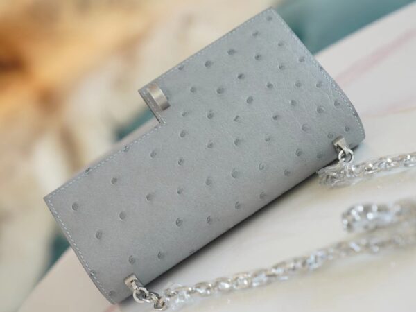 GPCMode Hermes Factory 8U Blue Glacier KK Ostrich Skin Verrou Mini Silver Hardware