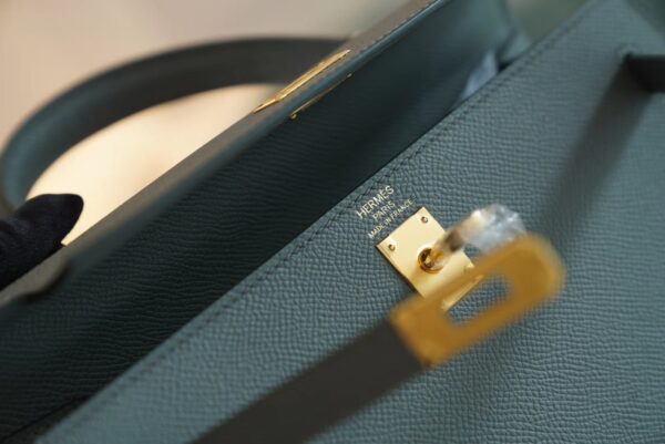 Full Handmade Hermes CK63 Vert Amande Kelly 25CM Epsom Leather Gold Hardware