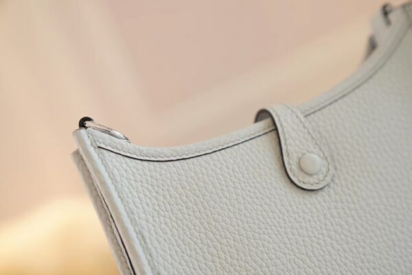 Sale Hermes 08 Blue Brume Clemence Leather Mini Evelyne 16CM Silver Hardware