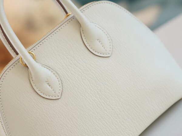 Fashion GPCMode Hermes Mini Bolide18CM C10 Craie Chevre Leather Gold Hardware
