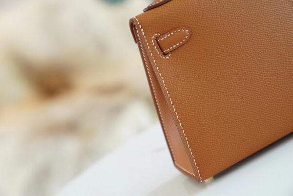 Full Handmade Hermes Mini Kelly19CM CK37 Gold Epsom Leather Gold Hardware