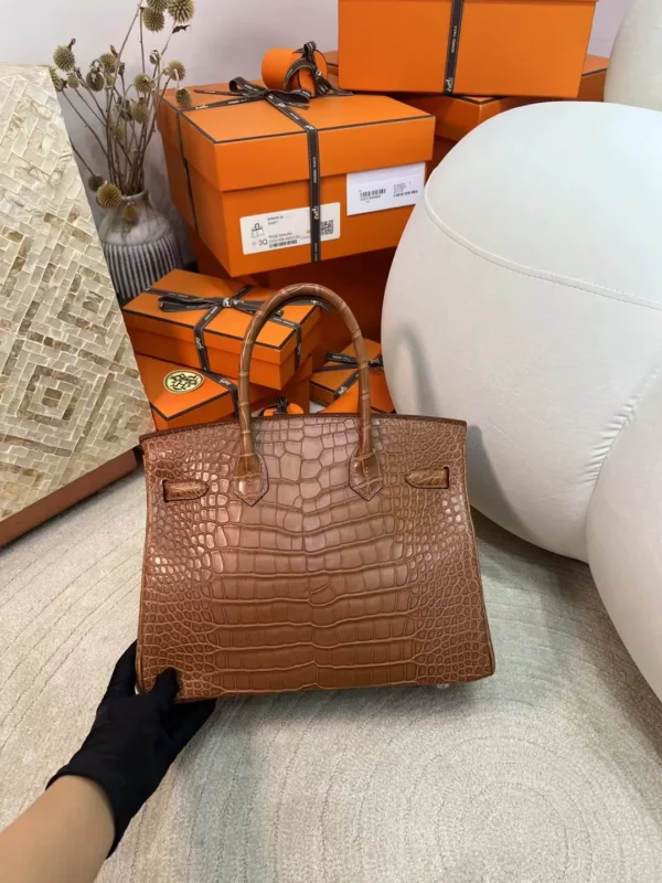 Hong Kong Hermes CK37 Gold Matte Alligator Crocodile Birkin Bag 30CM Silver Hardware