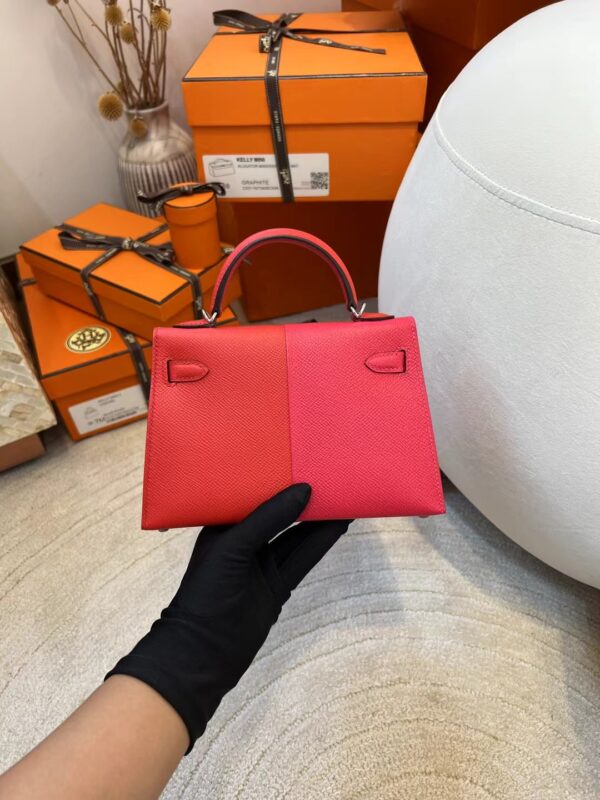 USA Los Angeles Hermes Three Colors Epsom Mini Kelly 19CM Silver Hardware