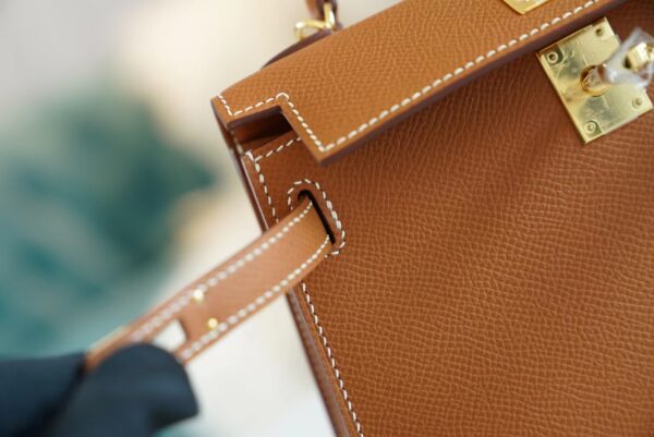 Full Handmade Hermes Mini Kelly19CM CK37 Gold Epsom Leather Gold Hardware