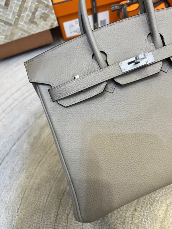 Handmade Hermes Togo Leather Birkin 25CM 81 Gris Tourterelle Silver Hardware