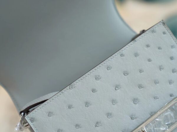 Discount Hermes Roulis Mini18cm 8U Blue Glacier South Africa KK Ostrich Leather