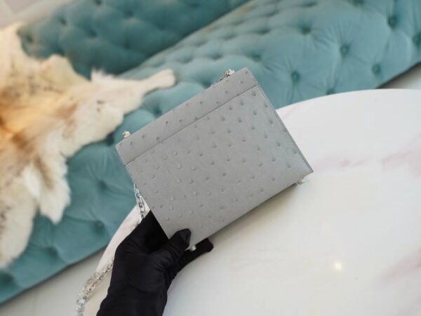 GPCMode Hermes Factory 8U Blue Glacier KK Ostrich Skin Verrou Mini Silver Hardware