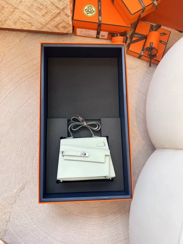 Taiwan Hermes Kelly Desordre Bag 0S Vert Fizz Epsom Leather Silver Hardware