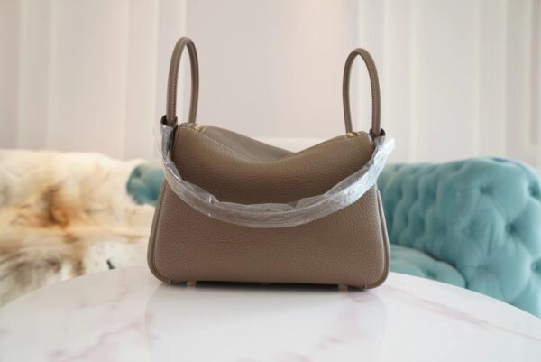 Wholesale GPCMode Hermes Lindy26CM C18 Grey Etoupe Clemence Leather Gold Hardware