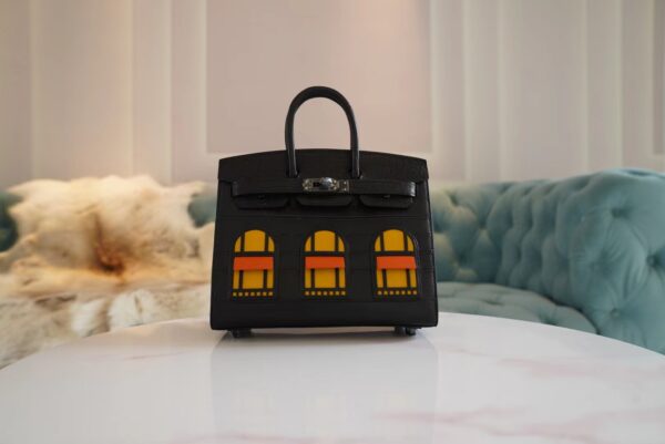 Wholesale Hermes Birkin House 20CM CK89 Black Four Leathers Black Hardware