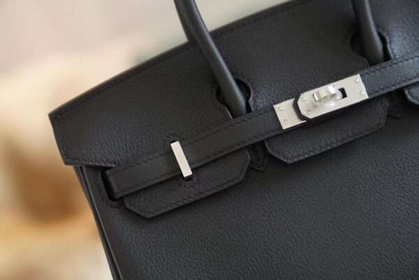 Full Handmade Hermes CK89 Black Togo Leather Birkin25CM Tote Bag Silver Hardware