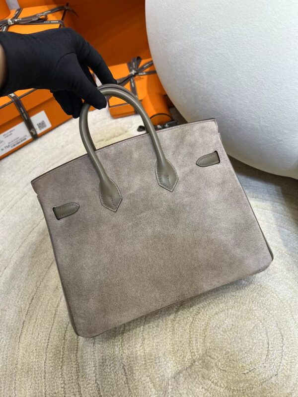 Taiwan Hermes Birkin 25CM Suede/ Swift 18 Etoupe Silver Hardware