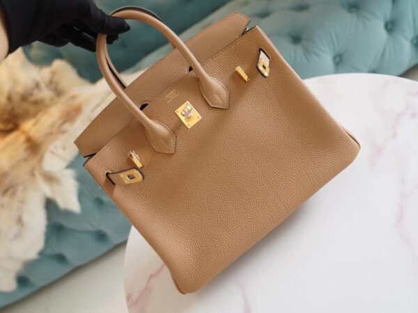 Fashion Lcmode Hermes 4B Biscuit Togo Leather Birkin25CM Women’s Bag Gold Hardware