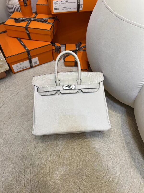 Hermes Birkin Touch 25CM 8L Beton Matte Crocodile/ Togo Silver Hardware