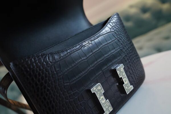 GPCMode Hermes Matte Crocodile Constance 24CM CK89 Nior Lizard Buckle