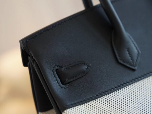 Qatar Doha Hermes Birkin 25CM Toile Canvas White & Black Silver Hardware