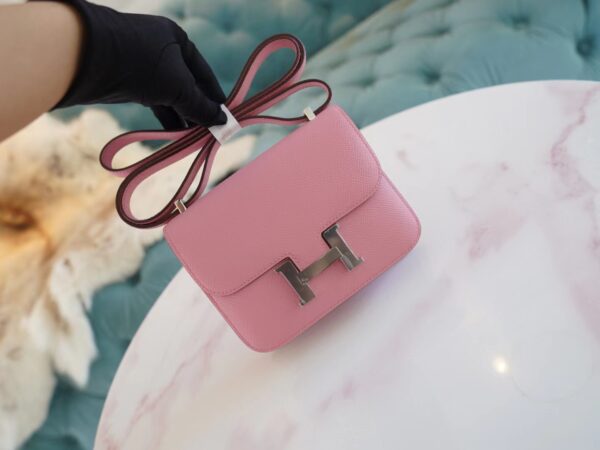 Sale GPCMode Factory Hermes Constance14cm Rose Sakura Epsom Leather Silver Hardware
