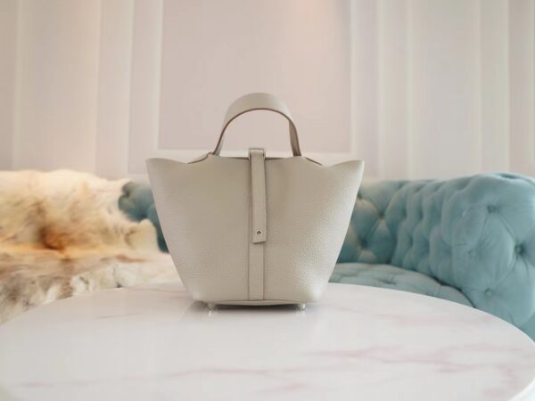 GPCMode Factory Hermes Clemence Picotin 18CM CK80 Gris Pearl Silver Hardware