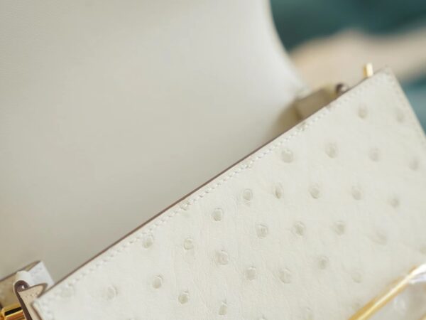 Hermes Boutique 3C Parchemin South Africa KK Ostrich Skin Roulis Mini18cm Gold Hardware
