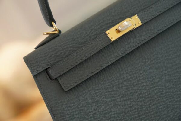 Full Handmade Hermes CK63 Vert Amande Kelly 25CM Epsom Leather Gold Hardware
