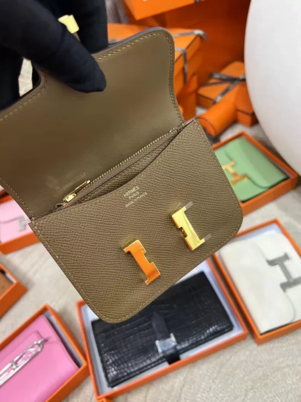 New Arrival Hermes Epsom Leather Constance Slim Wallet 3G Alezan Gold Hardware