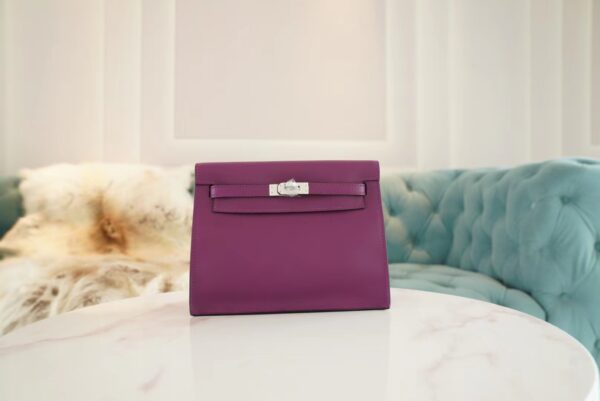 Full Handmade Hermes Kelly Danse22CM P9 Anemone Evercolor Leather Silver Hardware