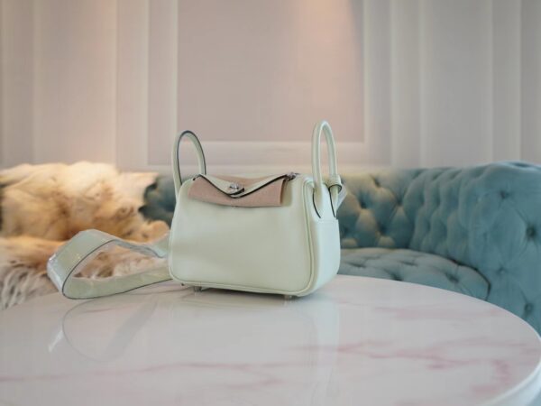 Full Handmade Hermes Mini Lindy 19CM 0S Vert Fizz Swift Silver Hardware