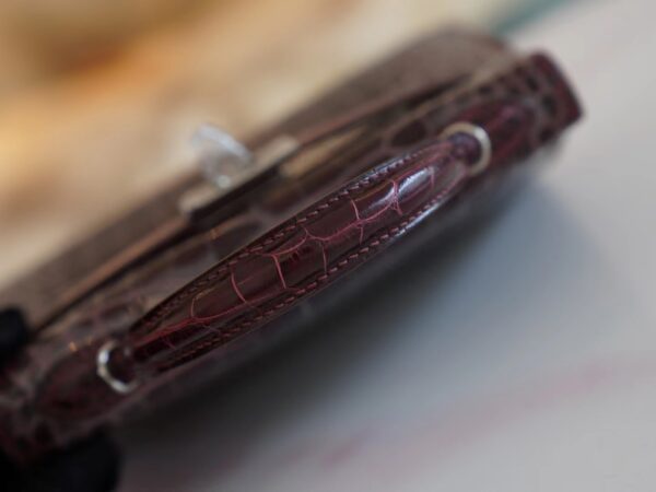 Hermes Mini Kelly 19CM HCP Shiny Alligator 57 Bordeaux Silver Hardware
