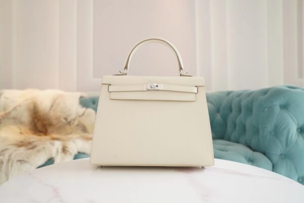 GPCMode Factory Hermes Kelly 25CM C10 Craie Epsom Leather Silver Hardware