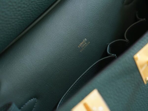 Handstitch GPCMode Hermes 6O Vert Cypress Clemence Leather Jypsiere Bag 28CM