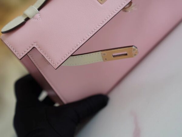 GPCMode Hermes Kelly Pochette22cm 3Q Rose Sakura/CK10 Craie Swift Leather Rose Gold Hardware
