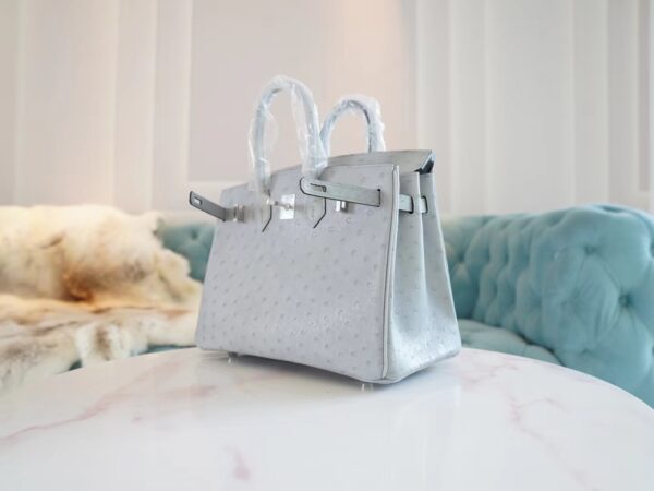 Discount Hermes 8U Blue Glacier South Africa KK Ostrich Birkin25CM Tote Bag