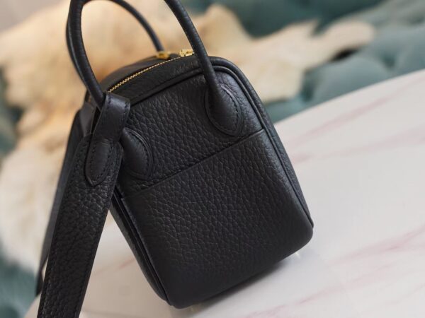 Full Handmade Hermes Mini Lindy 19CM CK89 Nior Clemence Gold Hardware