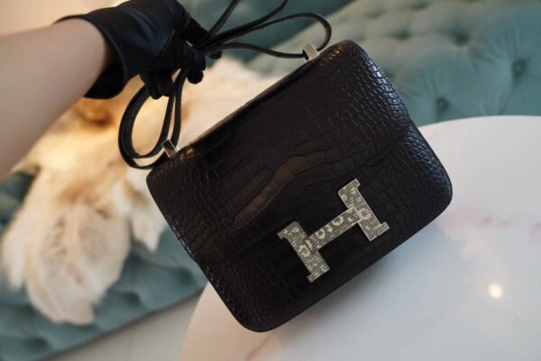 GPCMode Hermes Matte Crocodile Constance 24CM CK89 Nior Lizard Buckle