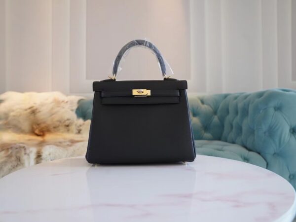 Full Handmade Hermes CK89 Nior Togo Leather Kelly 25CM Gold Hardware