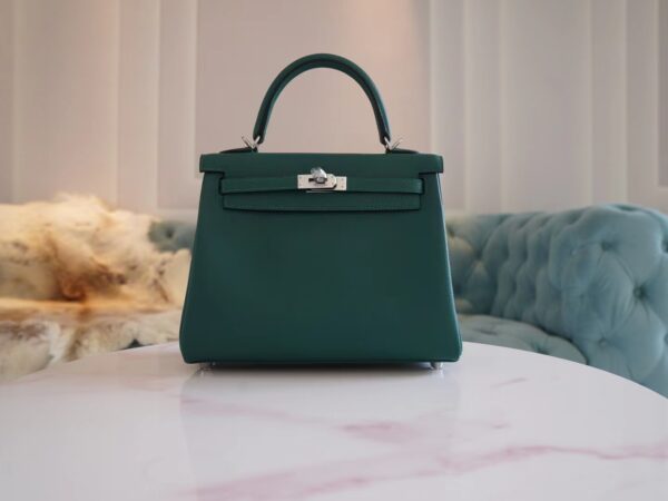 GPCMode Hermes Z6 Malachite Kelly 28CM Evercolor Leather Silver Hardware