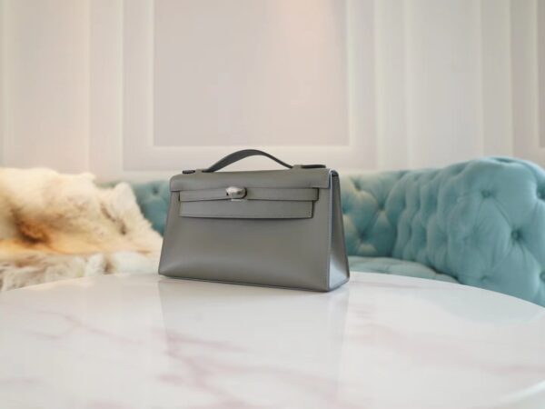 GPCMode Factory Hermes 0L Gris Meyer Swift Leather Kelly Pochette22cm Silver Hardware