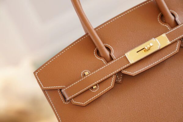 Hand Stitch Hermes Birkin Bag30CM CK37 Gold Epsom Leather Gold Hardware