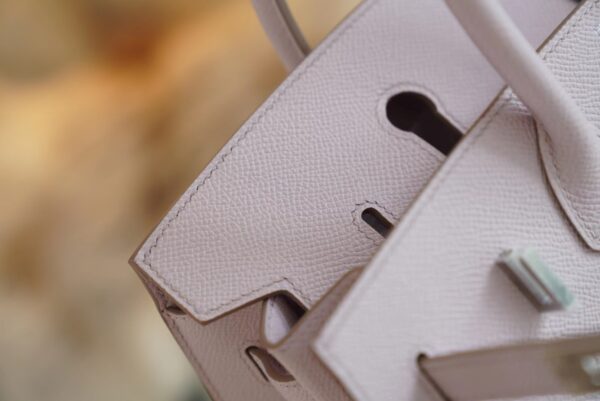 Fashion Hermes Birkin 25CM 09 Mauve Pale Epsom Leather Silver Hardware