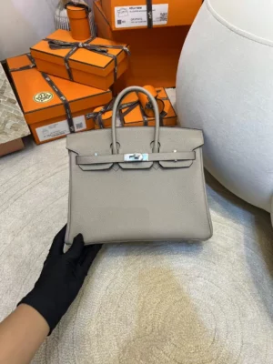 c714554ffb27d5f-jpg Handmade Hermes Togo Leather Birkin 25CM 81 Gris Tourterelle Silver Hardware