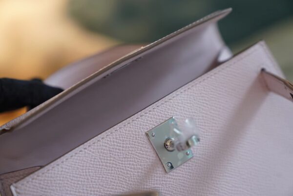 GPCMode Hermes 09 Mauve Pale Epsom Leather Mini Kelly 19CM Silver Hardware