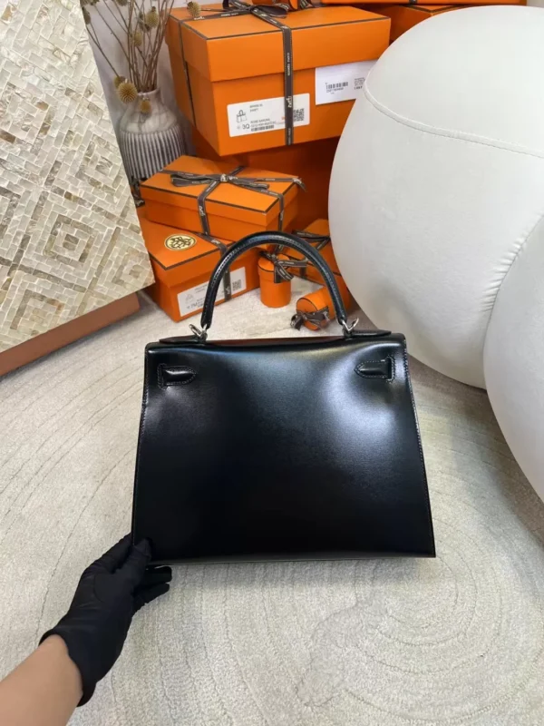 Canada Ottawa Kelly Sellier 28CM Box Leather 89 Noir Silver Hardware