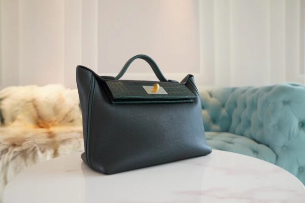 Hermes Kelly 24/24 Touch 29CM Taurillon Maurice/ Matte Crocodile 6O Vert Cypres Gold Hardware